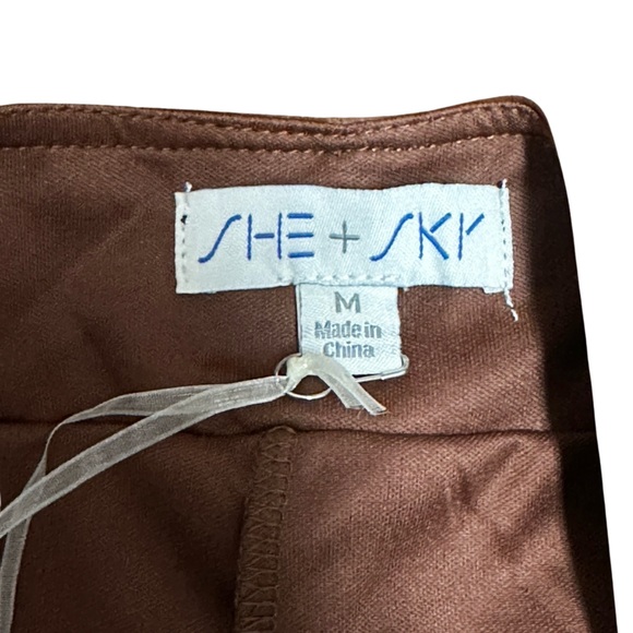 She + Sky Brown Faux Alligator Leather High-Waisted Shorts - Picture 3 of 6